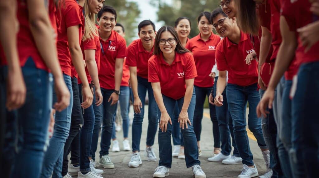 Đội ngũ chuyên gia của công ty Team Building Việt Nam đang tận tâm tổ chức hoạt động cho khách hàng.