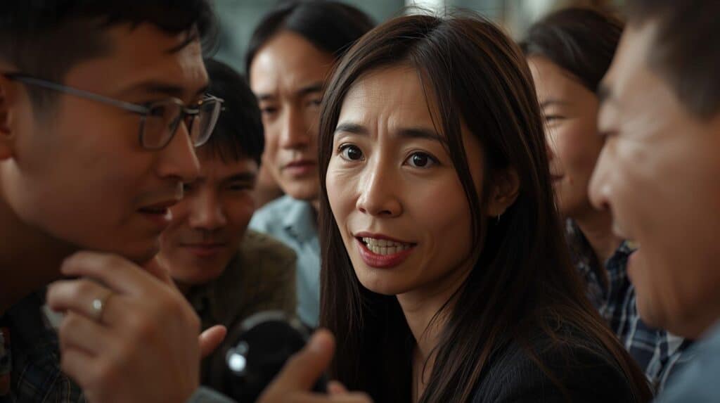 Biểu cảm suy đoán, tò mò của người chơi khi tham gia hoạt động team building "Hai Sự Thật Một Lời Nói Dối".