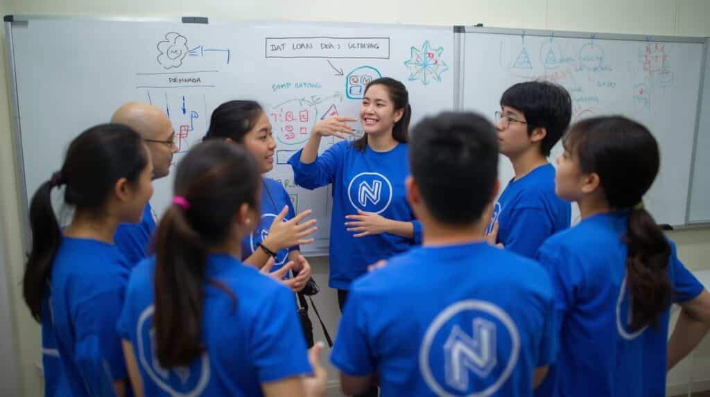 Đội ngũ chuyên gia của Team Building Việt Nam đang thiết kế kịch bản team building chuyên nghiệp và sáng tạo.